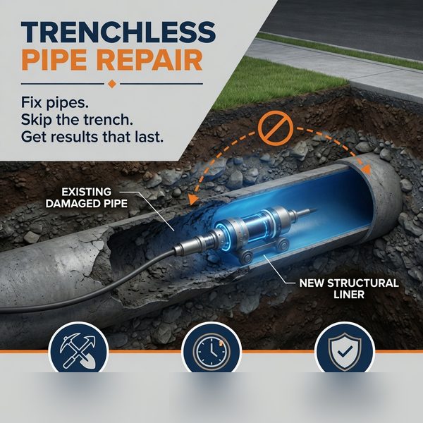 Trenchless pipe bursting and lining process in Stonebriar Frisco